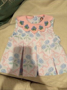 Baby Girls Pink Floral Collar top - Charming Hydrangea Print